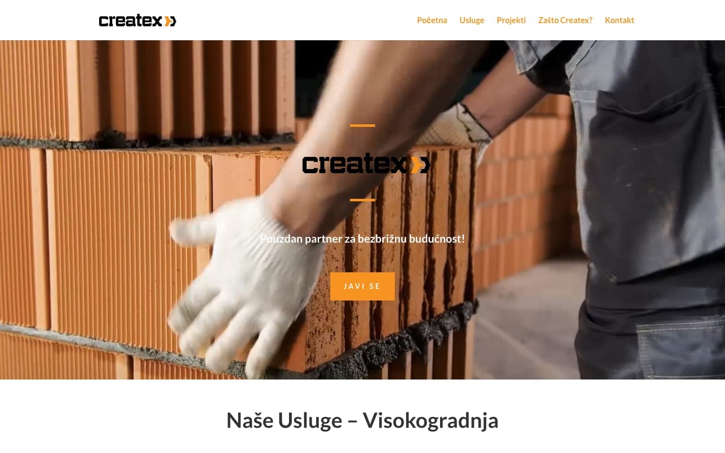 Createx — web stranica (desktop)