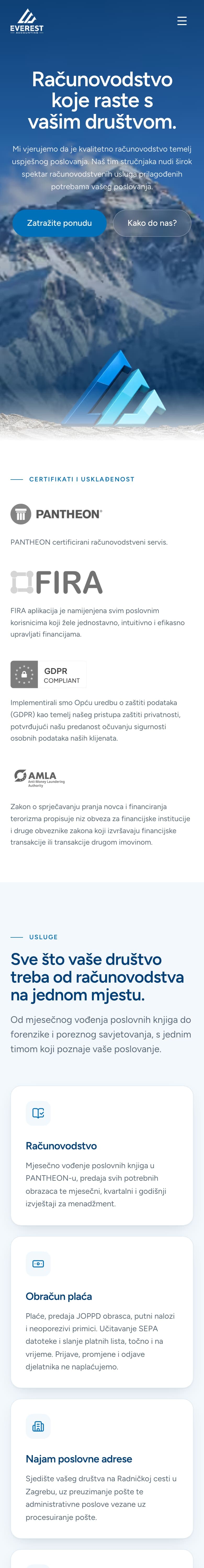 Everest Accounting — web stranica (mobile)