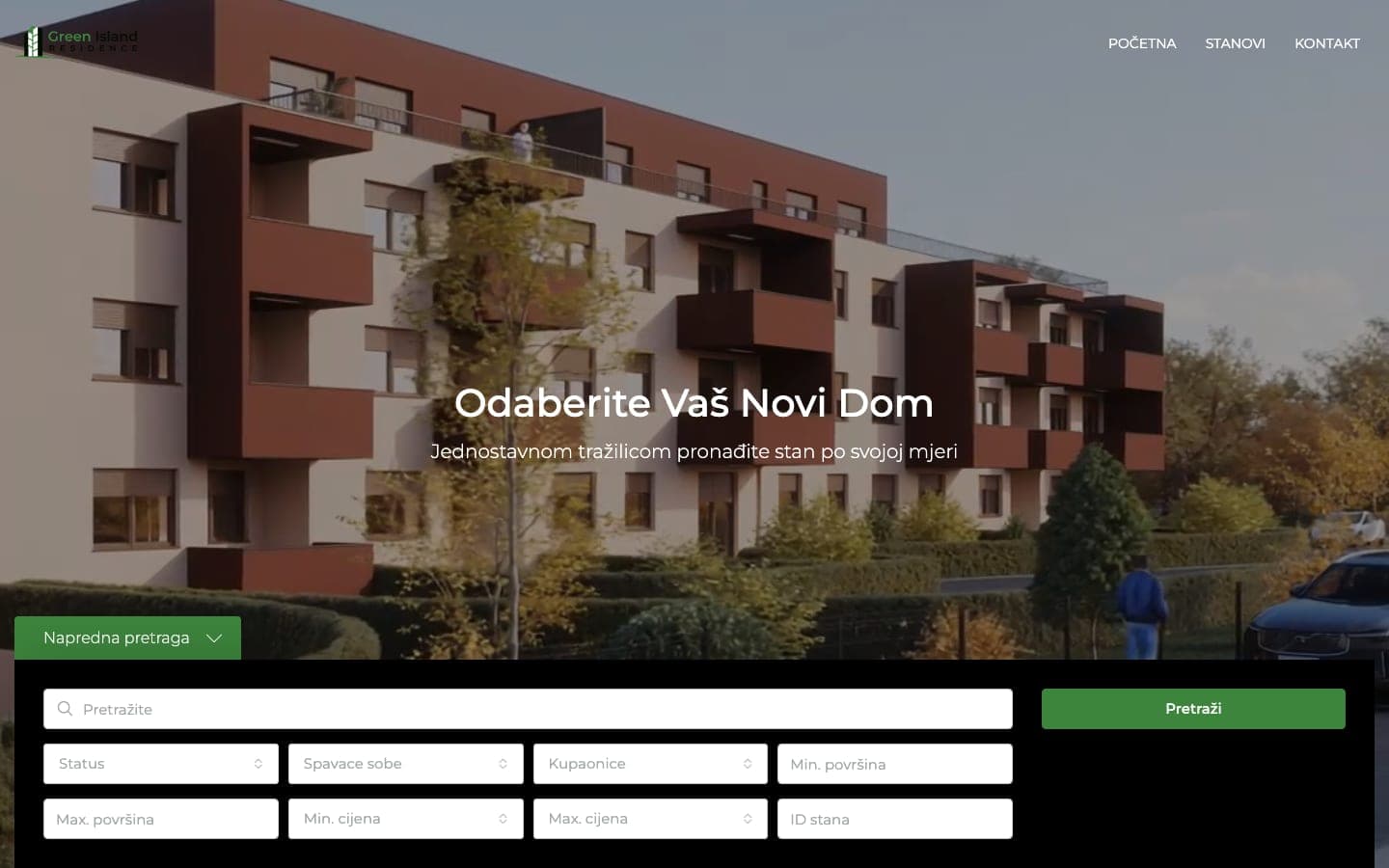 Green Island Residence — web stranica (desktop)