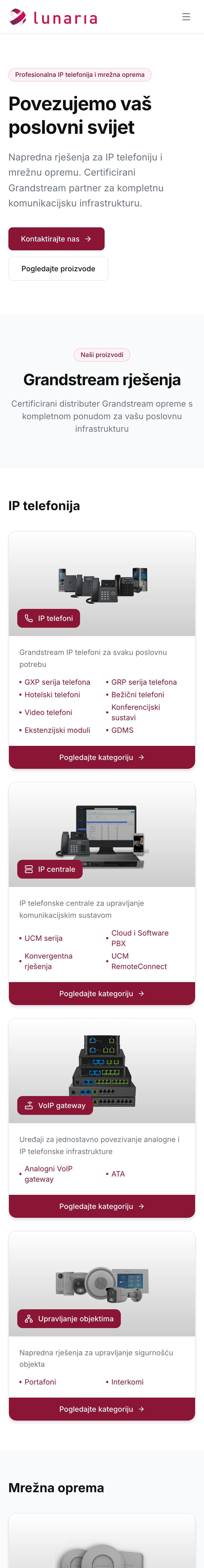 Lunaria — web stranica (mobile)
