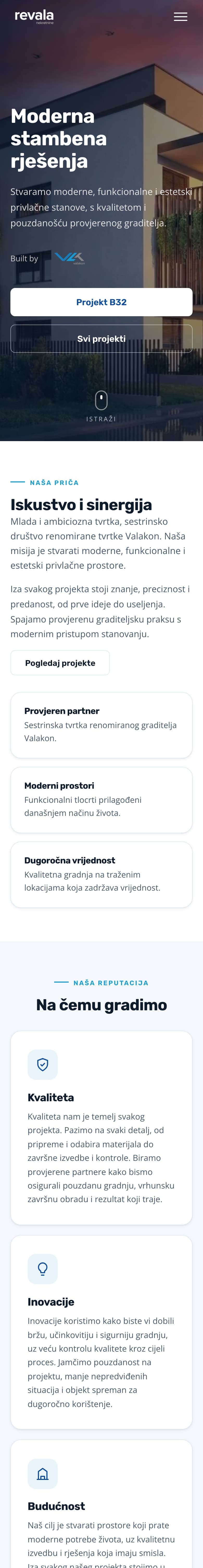 Revala — web stranica (mobile)