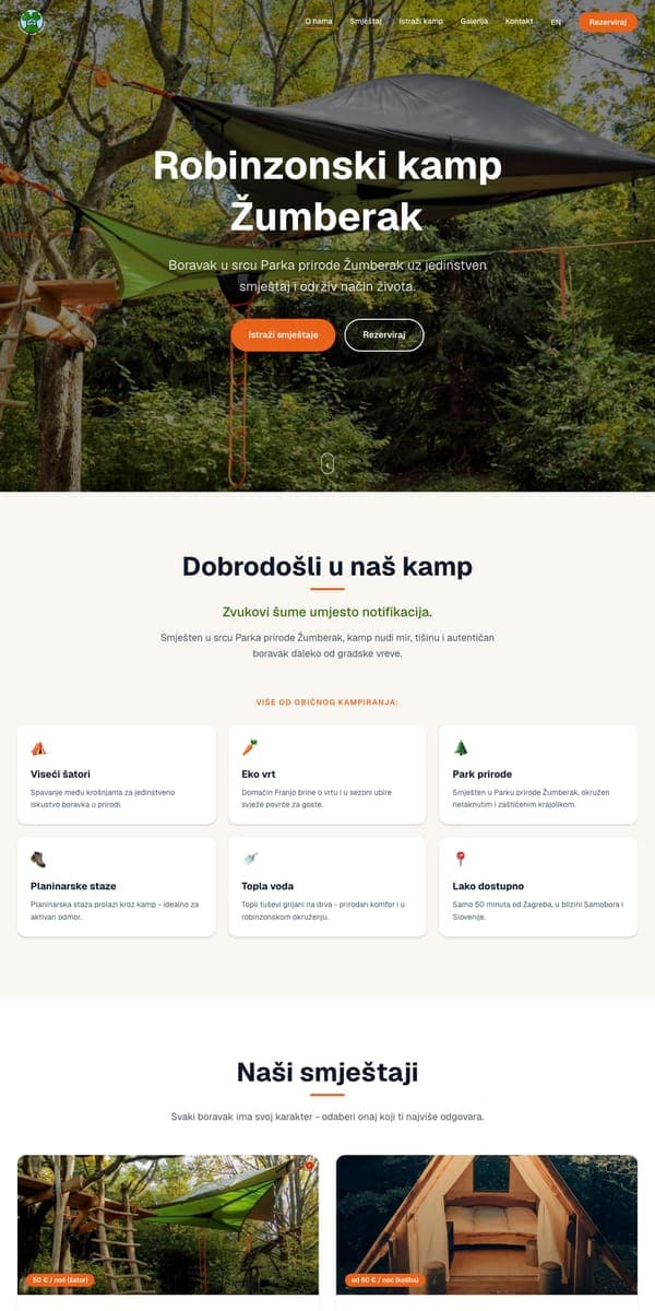 Robinzonski kamp Žumberak — web stranica