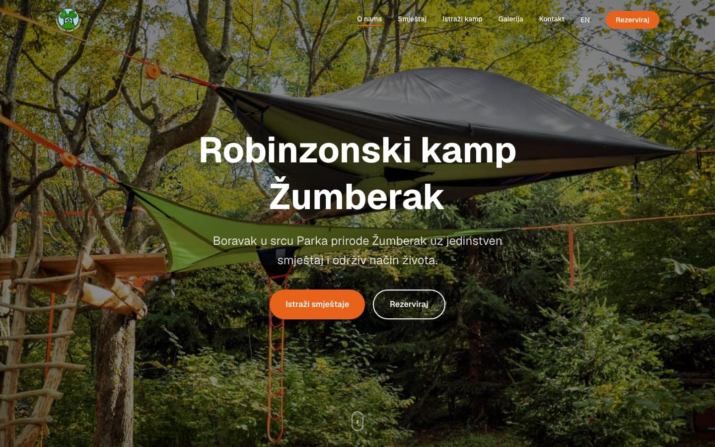 Robinzonski kamp Žumberak — web stranica (desktop)