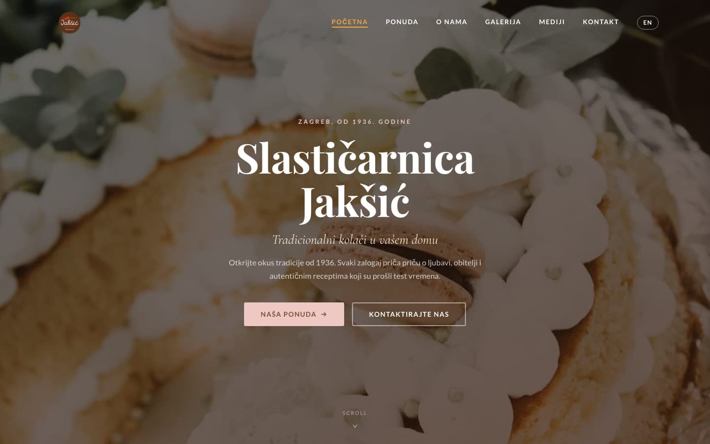 Slastičarnica Jakšić — web stranica (desktop)