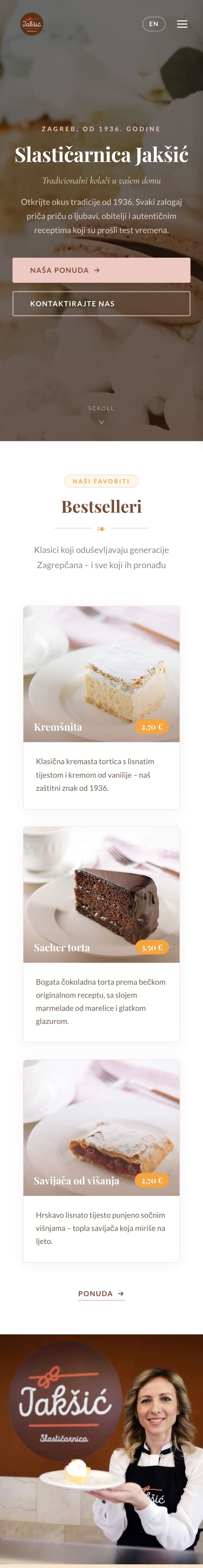 Slastičarnica Jakšić — web stranica (mobile)