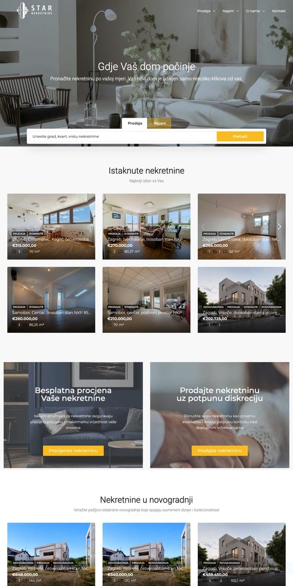 Star Nekretnine — web stranica