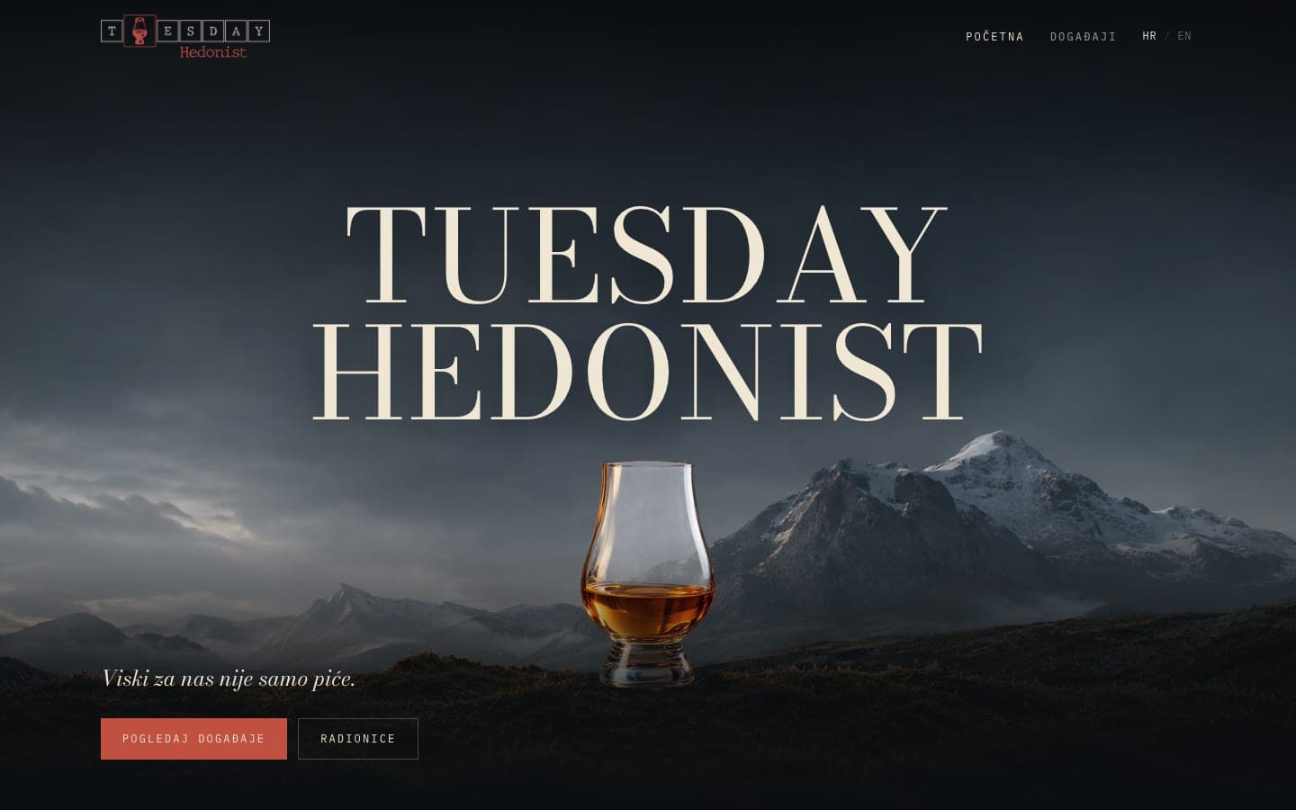 Tuesday Hedonist — web stranica (desktop)
